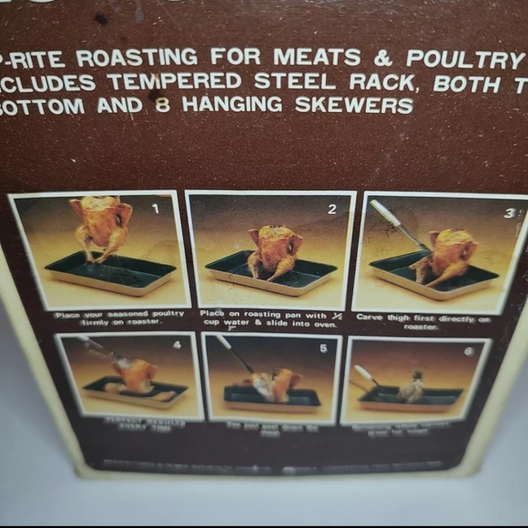 Kmart "The Gourmet Up-Rite Roaster Kit" VTG Steel Top & Bottom Rack & Skewers - Picture 9 of 13